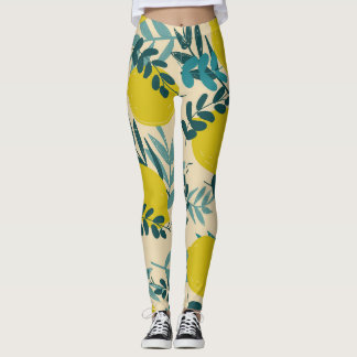 Citroenen en bladeren,  achtergrond. leggings