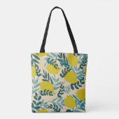 Citroenen en bladeren,  achtergrond. tote bag (Achterkant)