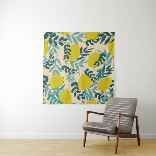 Citroenen en bladeren,  achtergrond. wandkleed (In Situ (horizontaal))