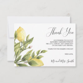 Citroenen en bladeren bruiloft foto tank je bedankkaart