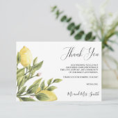 Citroenen en bladeren bruiloft foto tank je bedankkaart (Staand voorkant)