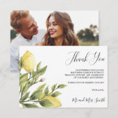 Citroenen en bladeren bruiloft foto tank je bedankkaart (Voorkant / Achterkant)