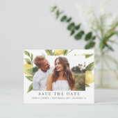 Citroenen en bladeren Foto SAVE THE DATE Aankondigingskaart (Staand voorkant)