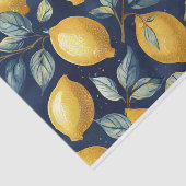 Citroenen en bladeren geel blauw patroon Decoupage Tissuepapier (Detail)