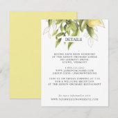 Citroenen en bladeren | Geel Chique BRUILOFT Detai Informatiekaartje (Voorkant / Achterkant)