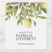 Citroenen en bladeren Gepersonaliseerde Gele bruil Wijn Etiket (Enkel label)