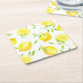 Citroenen en bladeren kartonnen onderzetters (Schuin)