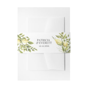 Citroenen en bladeren Monogram namen en datum Uitnodigingen Wikkel