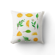 Citroenen en bladeren op wit eenvoudig Sierkussen
