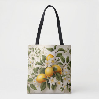 Citroenen en bladeren patroon verse zomer citrus tote bag