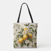 Citroenen en bladeren patroon verse zomer citrus tote bag (Achterkant)