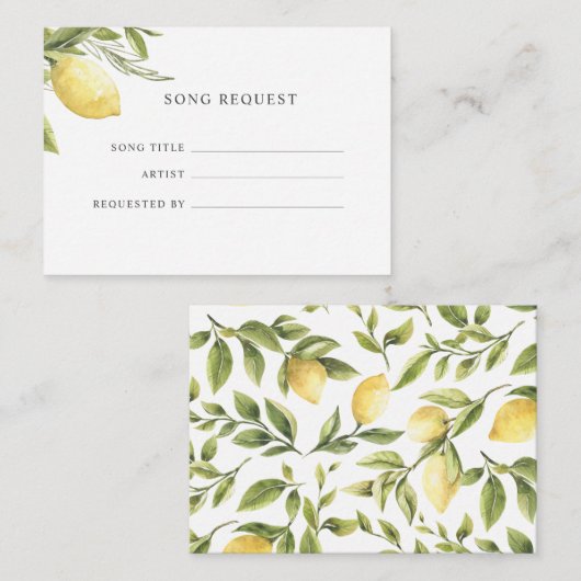 Citroenen en bladeren Song Verzoek bruiloft Informatiekaartje (Voorkant / Achterkant)
