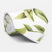 Citroenen en bladeren | Waterverf botanisch patroo Stropdas (Opgerold)