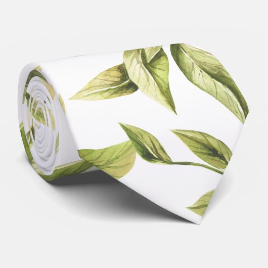 Citroenen en bladeren | Waterverf botanisch patroo Stropdas (Opgerold)