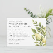 Citroenen en bladeren waterverf botanische bruilof kaart (Staand voorkant)