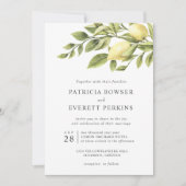 Citroenen en bladeren waterverf kerkbruiloft kaart (Voorkant)