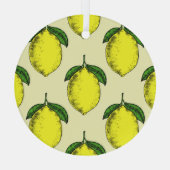 Citroenen en bladeren: zomerpatroon. glas ornament (Achterkant)