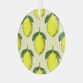 Citroenen en bladeren: zomerpatroon. glas ornament (Voorkant links)