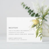 Citroenen en Bladgroen Chique BRUILOFT RECEPTIE Informatiekaartje (Staand voorkant)