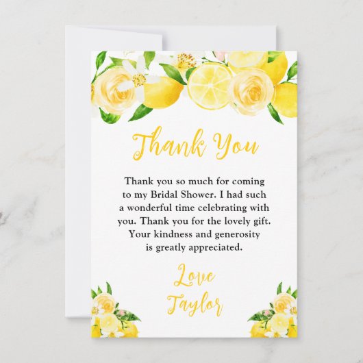 Citroenen en Bladgroen Vrijgezellenfeest Bedankkaart (Voorkant)