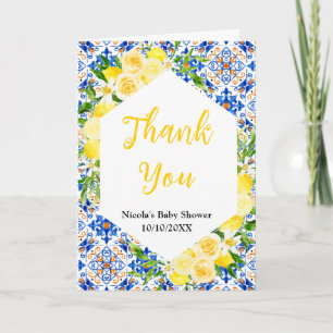 Citroenen en bladgroente mediterrane baby shower bedankkaart