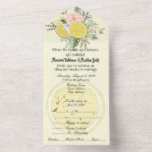 Citroenen en bloemen all in one uitnodiging (Binnen)