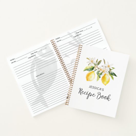 Citroenen en bloemen boomtak botanische recept notitieboek (Binnen)