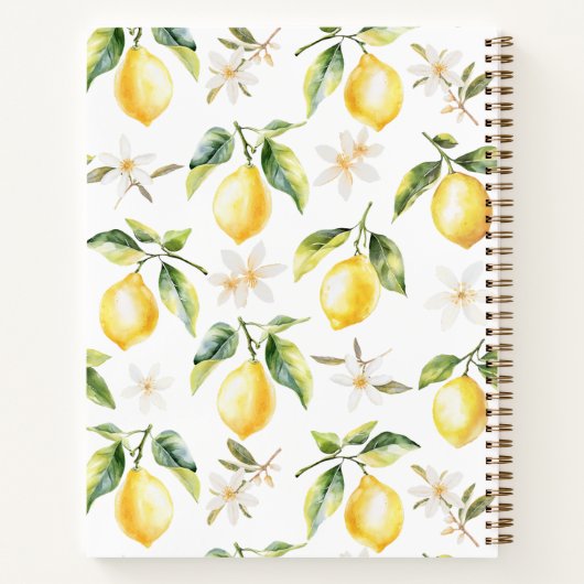 Citroenen en bloemen boomtak botanische recept notitieboek (Achterkant)