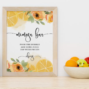 Citroenen en Bloemen Mimosa Bar Vrijgezellenfeest Poster