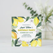 Citroenen en bloemen verjaardag kaart (Staand voorkant)