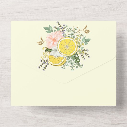 Citroenen en bloemen versie 2 all in one uitnodiging (Achterkant)