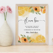 Citroenen en bloemstuk bruidsshower poster