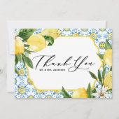 Citroenen en Bloesems Mediterrane bruiloft Bedankkaart (Voorkant)
