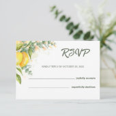 Citroenen en Eucalyptus Waterverf Rustige RSVP-kaa RSVP Kaartje (Staand voorkant)