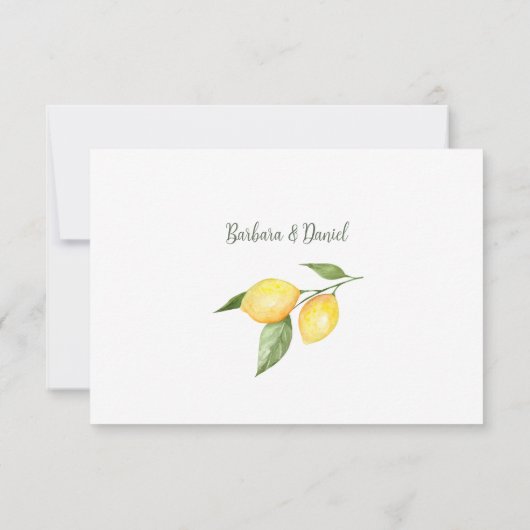 Citroenen en Eucalyptus Waterverf Rustige RSVP-kaa RSVP Kaartje (Achterkant)