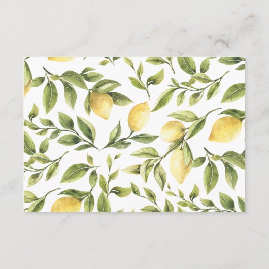 Citroenen en Foliage klassieke Chique BRUILOFT REC Informatiekaartje (Achterkant)