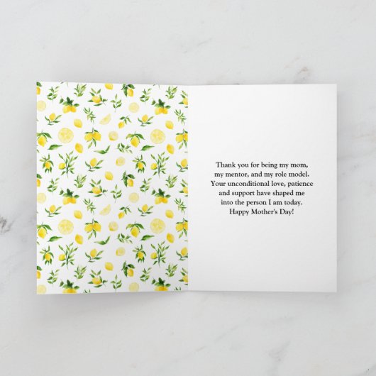 Citroenen en gebladerte Gelukkige Moederdag Kaart (Binnen)