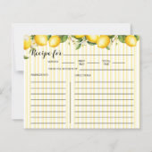 Citroenen en Gingham Vrijgezellenfeest Recept Kaar (Voorkant)