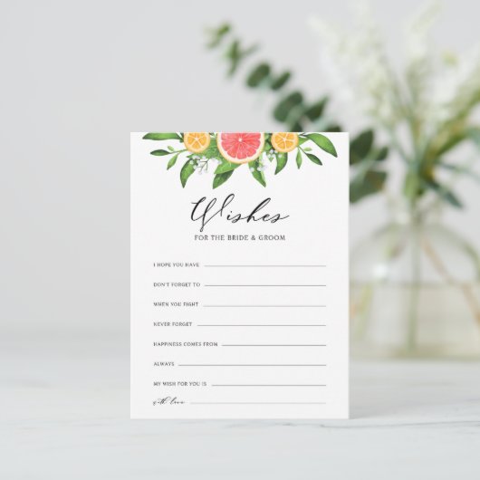 Citroenen en grapefruitwensen voor bruid en bruide uitnodiging briefkaart (Staand voorkant)
