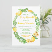 Citroenen en groen Baby shower Kaart (Staand voorkant)