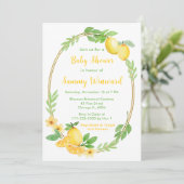 Citroenen en groen Baby shower Kaart (Staand voorkant)