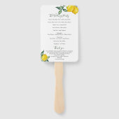 Citroenen en groen bruiloft programma fan handwaaier (Achterkant)