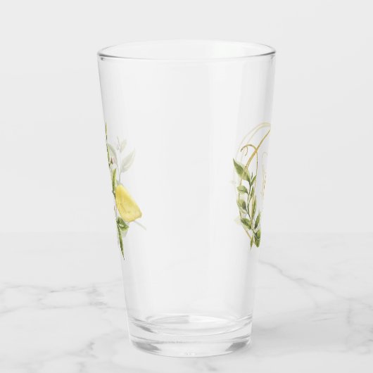 Citroenen en groen monogram | glas (Rechts)