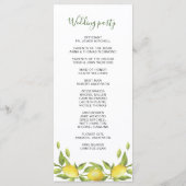 Citroenen en groen Waterverf Trouwceremonie Programmakaart (Achterkant)