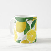 Citroenen en groene bladeren koffie Mok (Voorkant links)