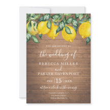 Citroenen en hout bruiloft uitnodiging