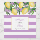 Citroenen en Lavendel Citrus Strepen Bruiloft Douc Wijn Etiket (Enkel label)