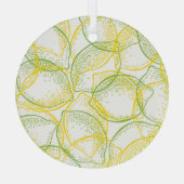 Citroenen en limoenen: vers patroon. glas ornament (Achterkant)