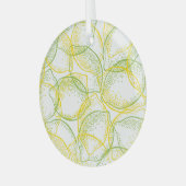 Citroenen en limoenen: vers patroon. glas ornament (Voorkant links)