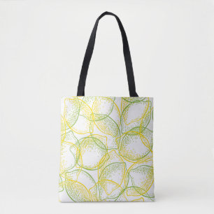 Citroenen en limoenen: vers patroon. tote bag